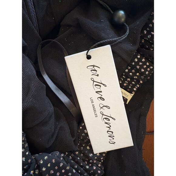 For Love & Lemons × Victoria’s Secret Glitter Ruched Mini Dress Black Medium NWT - Picture 9 of 15